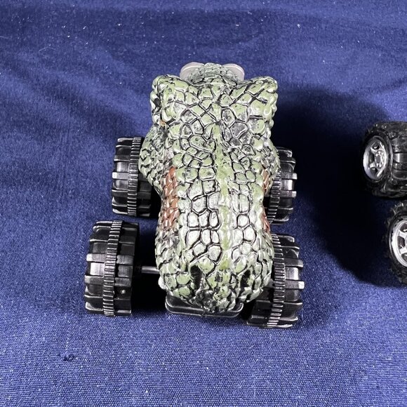 Lot Of 3 Mini Dino Monster Trucks With Spiked & Textured Designs On Large Tires - Picture 2 of 5